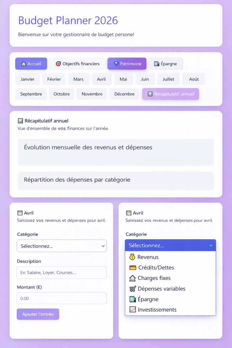 Budget Planner digital 2026 violet